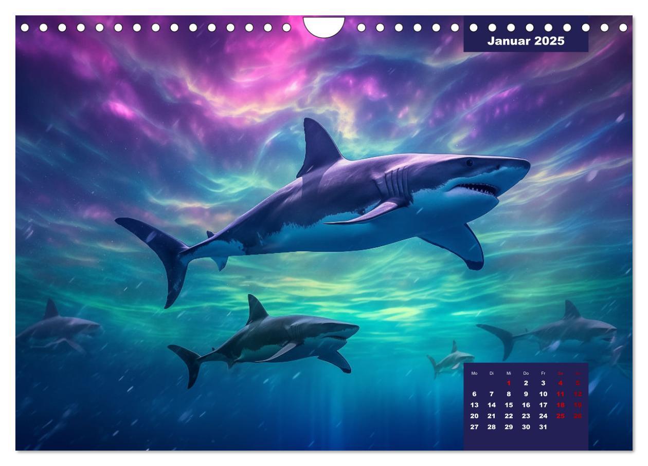 Bild: 9783383760389 | Stille Giganten - KI-generierte Hai-Impressionen (Wandkalender 2025...