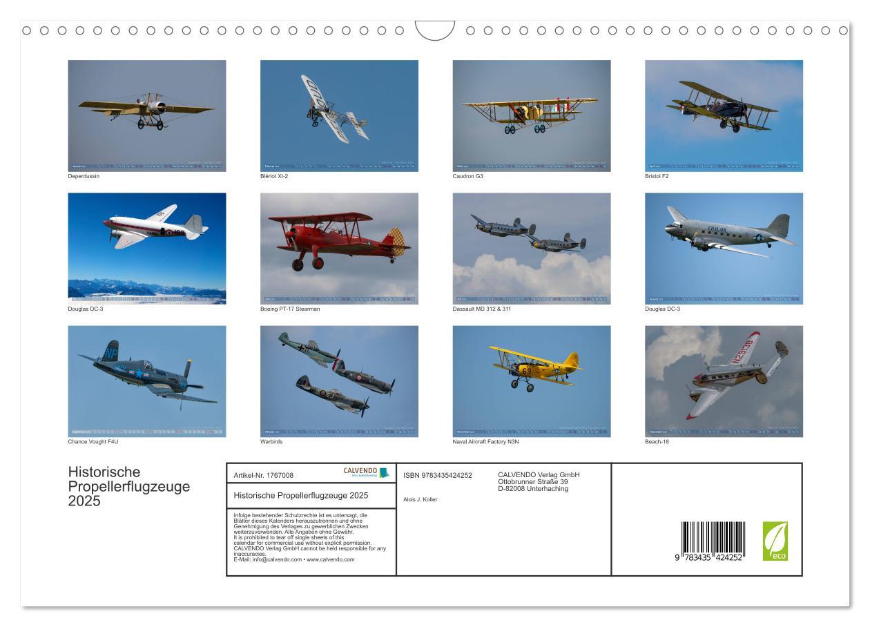 Bild: 9783435424252 | Historische Propellerflugzeuge 2025 (Wandkalender 2025 DIN A3...