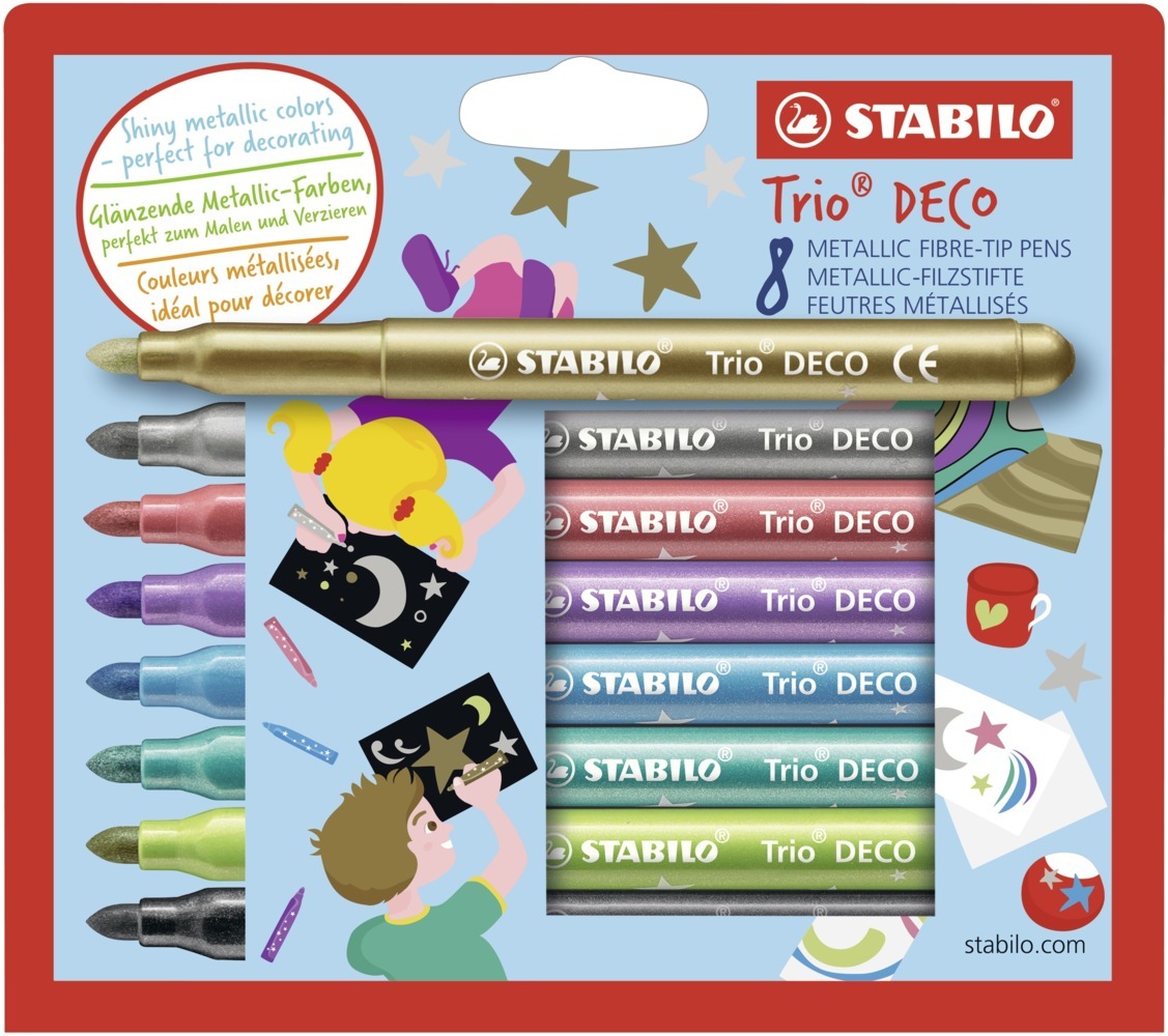 Cover: 4006381411301 | Metallic-Filzstift mit robuster XL-Spitze - STABILO Trio DECO - 8er...