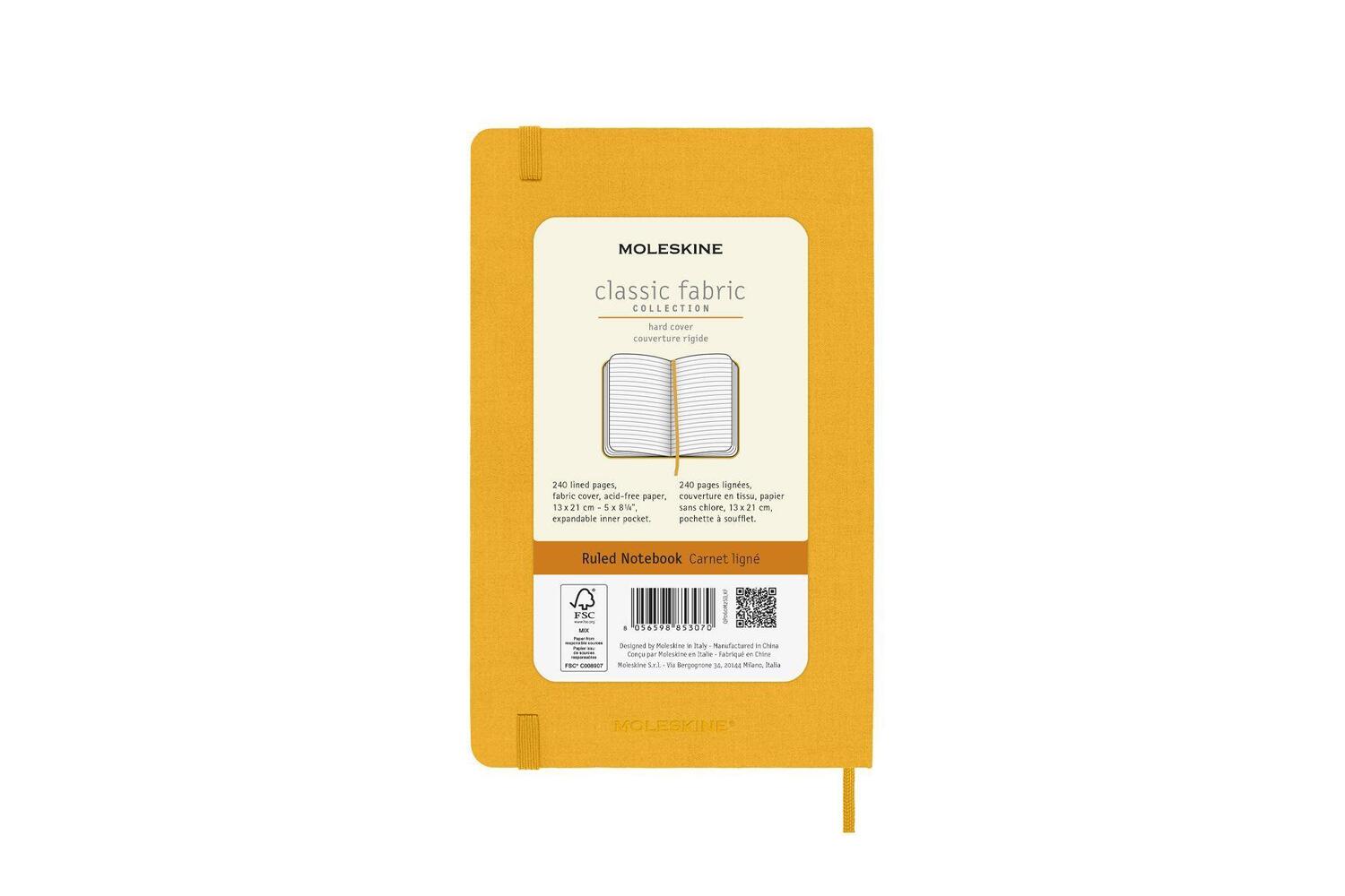 Bild: 8056598853070 | Moleskine Classic Notebook, Large, Ruled, Orange Yellow, Silk Hard...