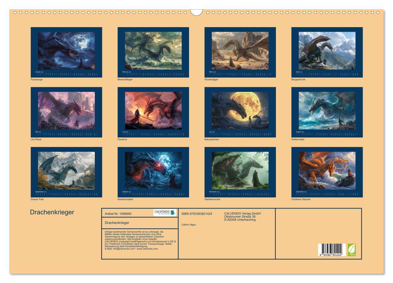 Bild: 9783383821424 | Drachenkrieger (Wandkalender 2025 DIN A2 quer), CALVENDO...