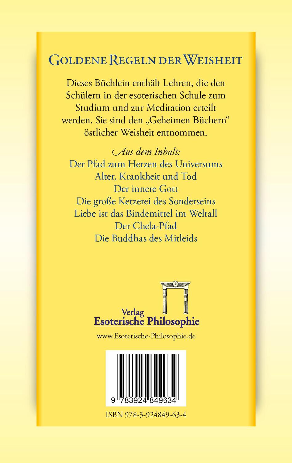 Rückseite: 9783924849634 | Goldene Regeln der Weisheit | Gespräche zwischen Lehrer und Schüler