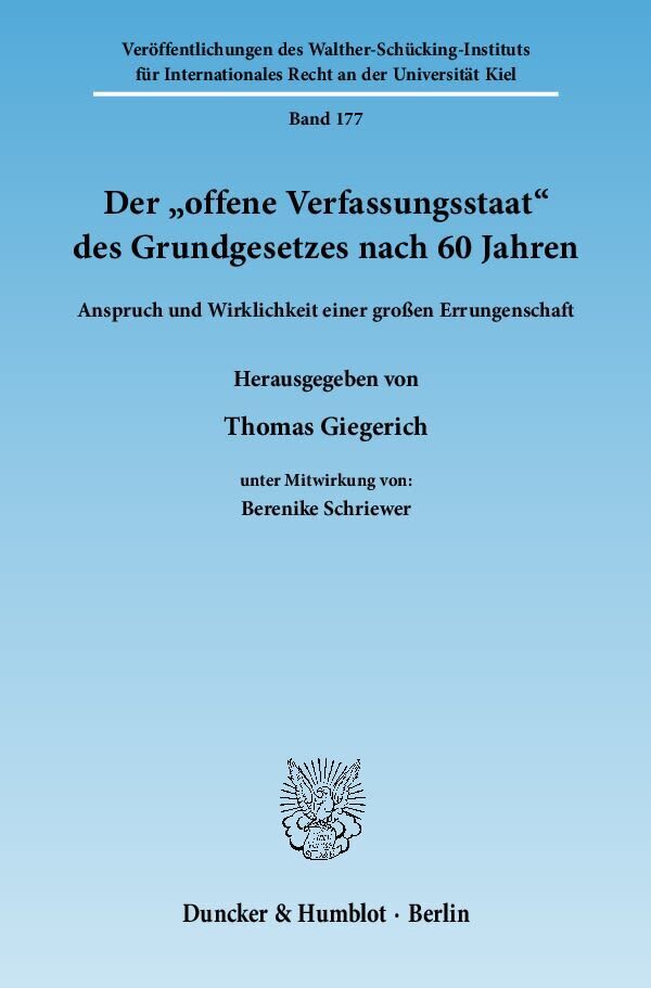 Cover: 9783428134182 | Der »offene Verfassungsstaat« des Grundgesetzes nach 60 Jahren. | Buch