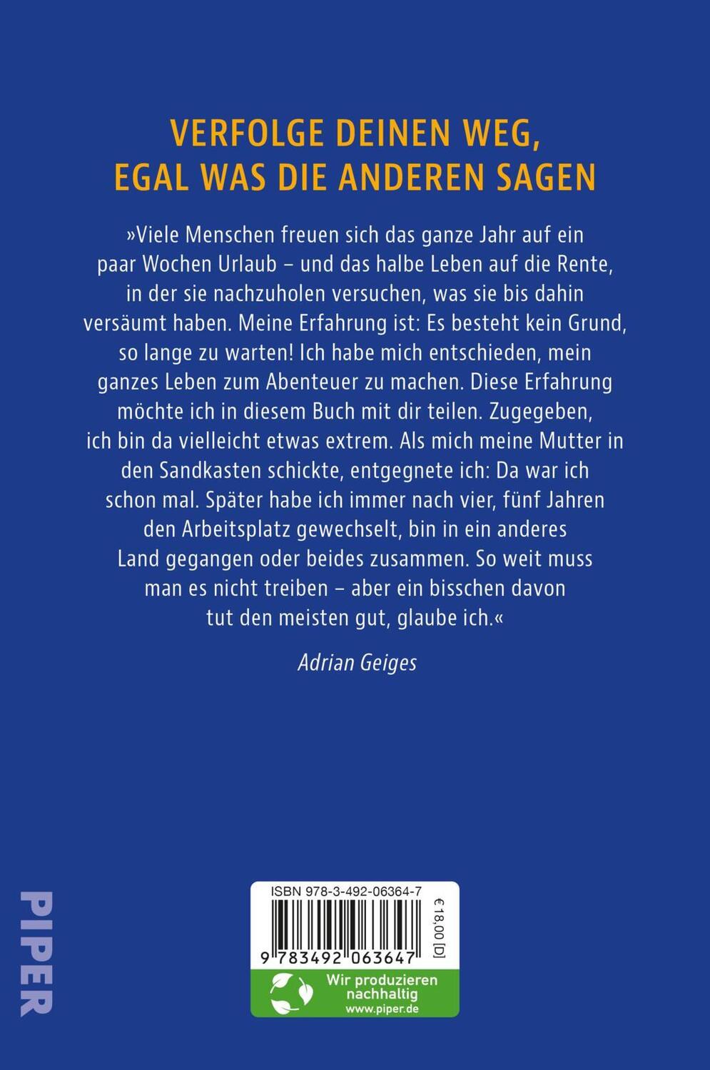 Rückseite: 9783492063647 | Öfter mal die Welt wechseln | Adrian Geiges | Taschenbuch | 240 S.