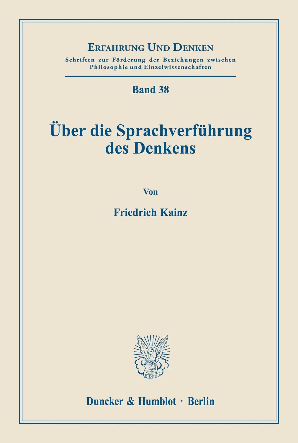 Cover: 9783428028061 | Über die Sprachverführung des Denkens. | Friedrich Kainz | Taschenbuch