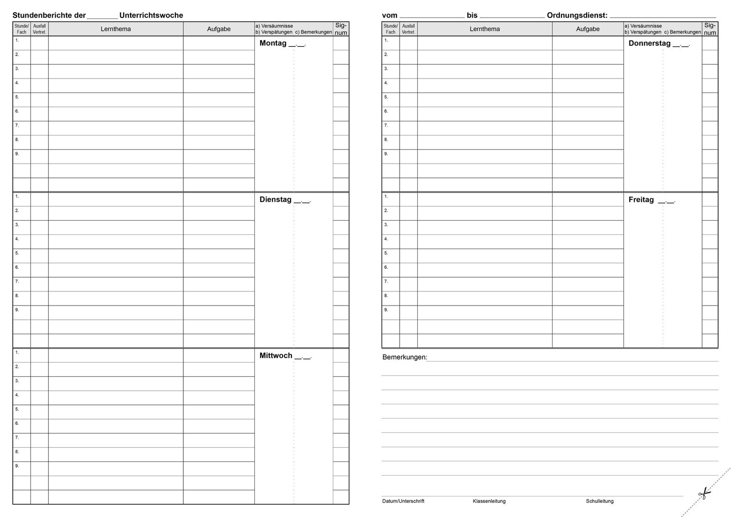 Bild: 4260094452437 | Klassenbuch "Standard", Umschlagfarbe: grün | für alle Schulformen