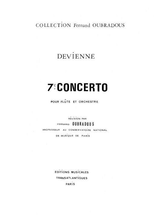 Cover: 5020679589366 | Concerto No.7 | Flute et Orchestre. Piano reduction | Devienne | 2010