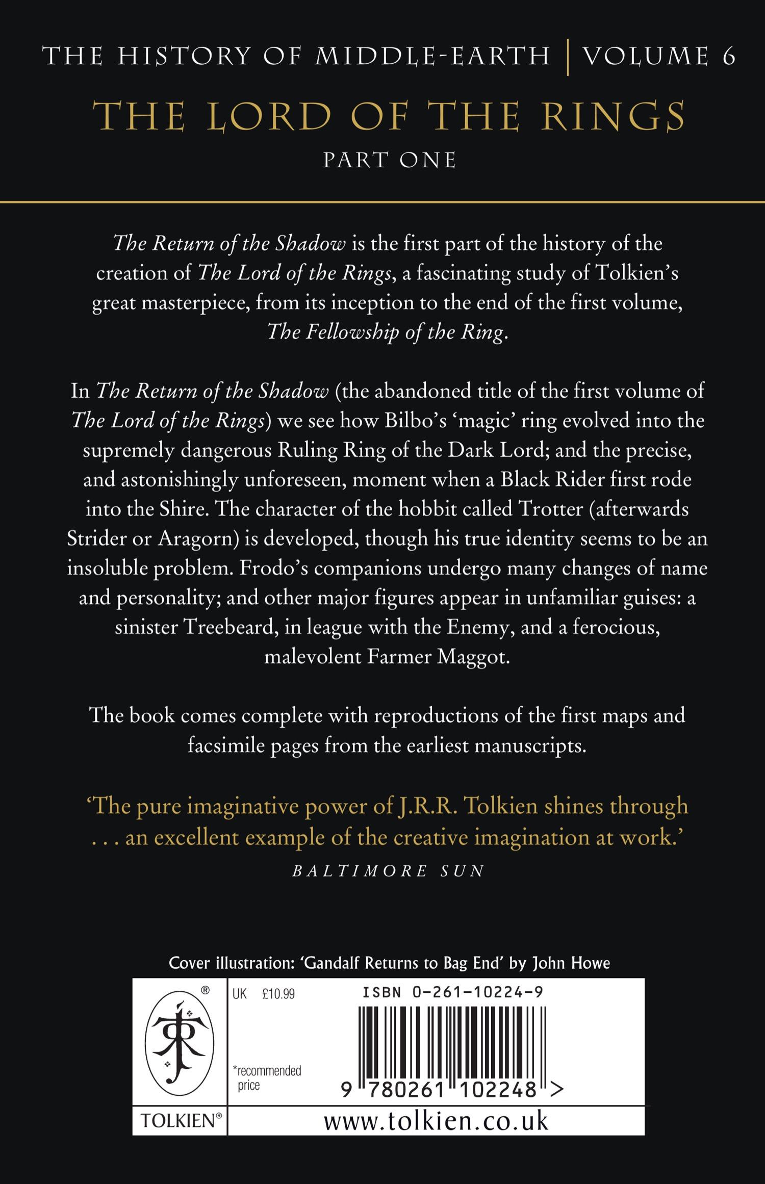 Rückseite: 9780261102248 | The Return of the Shadow | The History of Middle-Earth 6 | Tolkien