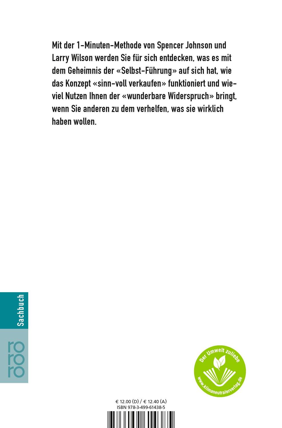 Rückseite: 9783499614385 | Das Minuten-Verkaufstalent | Spencer Johnson (u. a.) | Taschenbuch