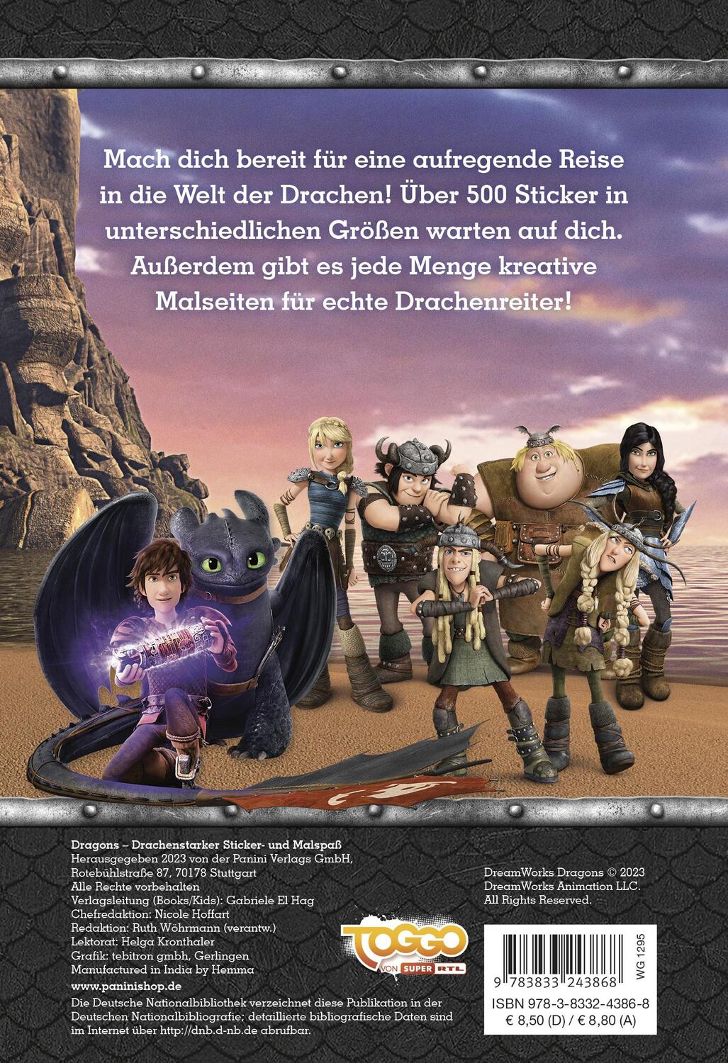 Rückseite: 9783833243868 | Dragons: Drachenstarker Sticker- und Malspaß | Sticker- und Malblock