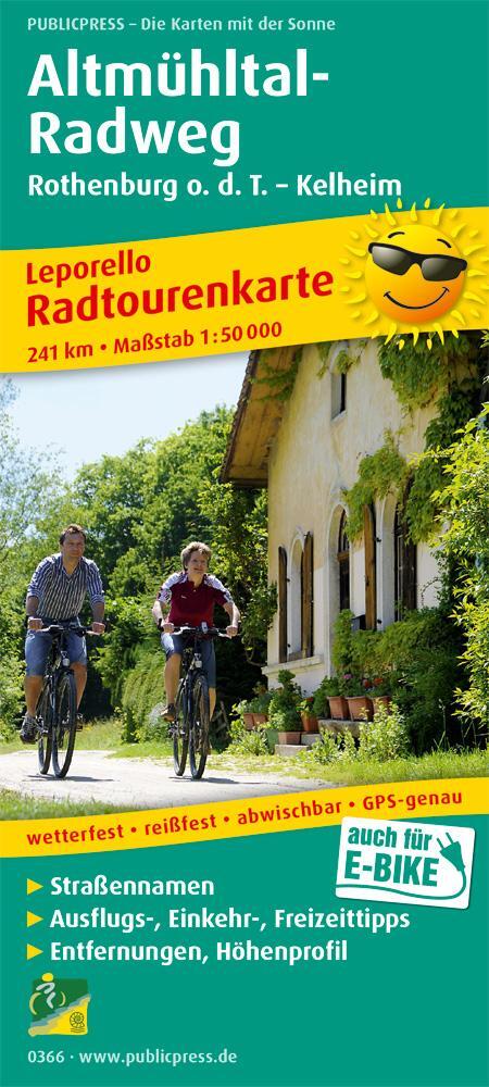 Cover: 9783899203660 | Radwanderkarte Altmühltal-Radweg, Rothenburg o. d. T. - Kelheim 1 :...