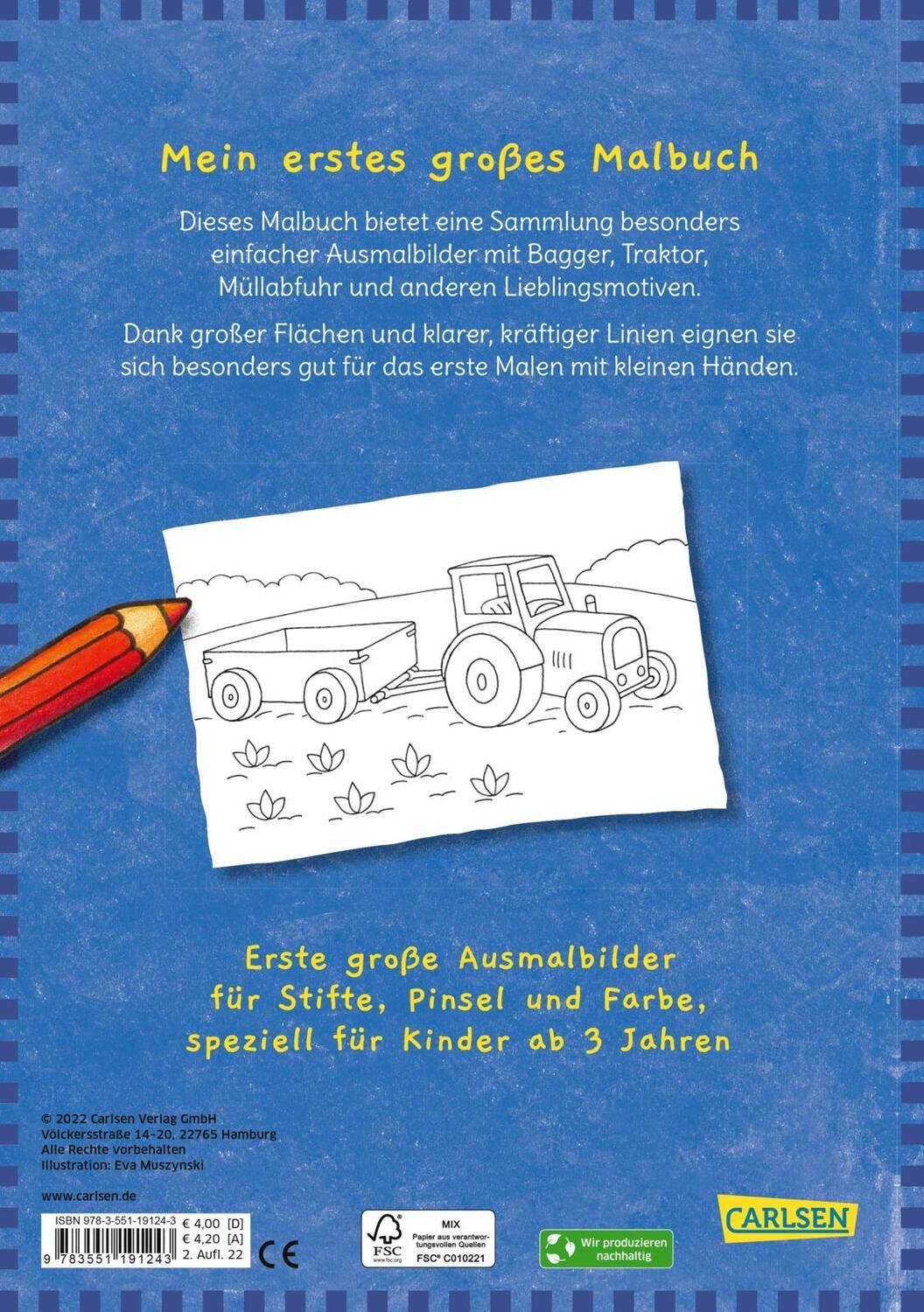 Rückseite: 9783551191243 | Ausmalbilder für Kita-Kinder: Mein erstes großes Malbuch: Große...