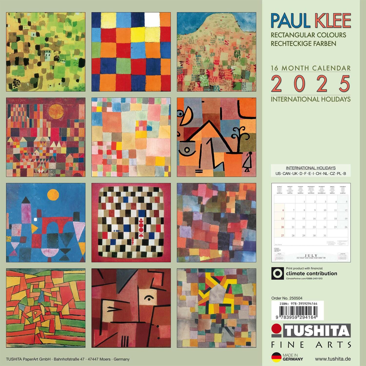 Rückseite: 9783959294164 | Paul Klee - Rectangular Colours 2025 | Kalender 2025 | Kalender | 2025