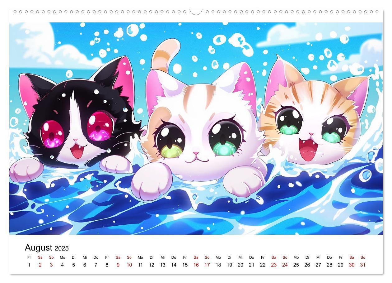 Bild: 9783457138779 | Anime Cats (Wandkalender 2025 DIN A2 quer), CALVENDO Monatskalender