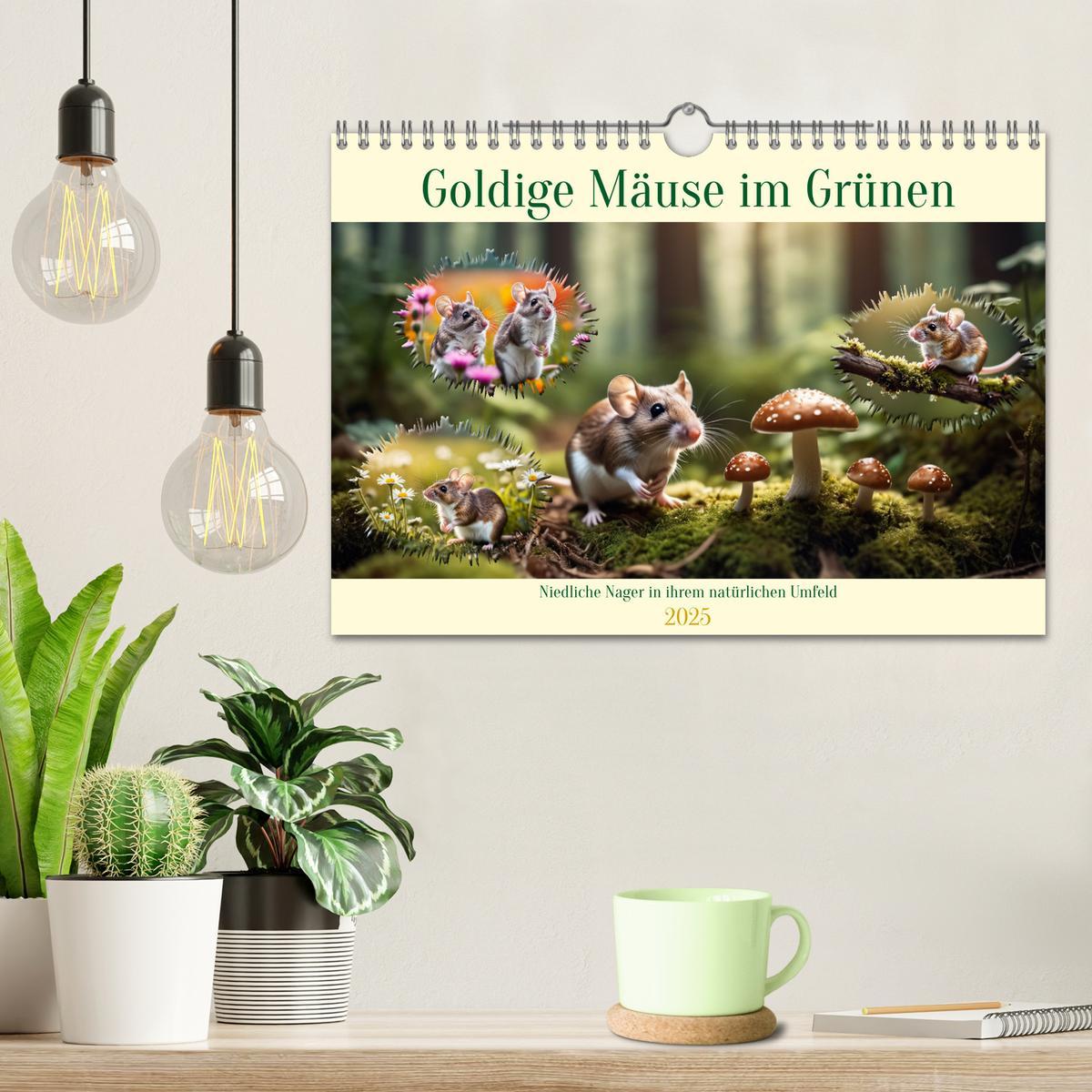 Bild: 9783457148594 | Goldige Mäuse im Grünen (Wandkalender 2025 DIN A4 quer), CALVENDO...