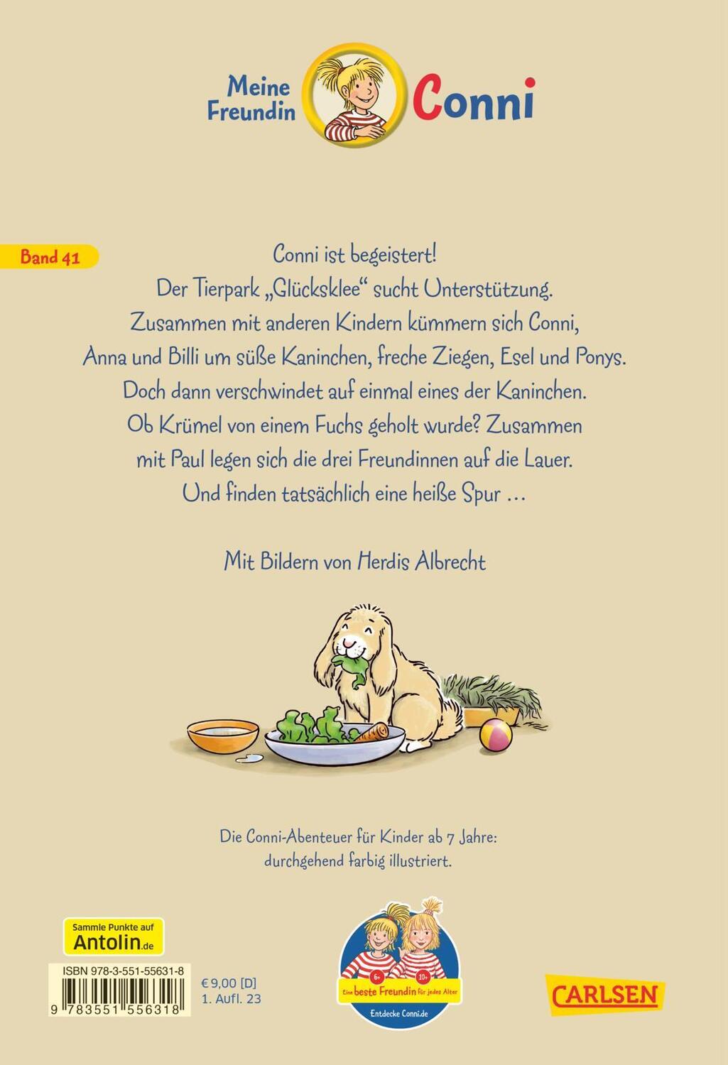 Rückseite: 9783551556318 | Conni Erzählbände 41: Conni und das geklaute Kaninchen | Julia Boehme