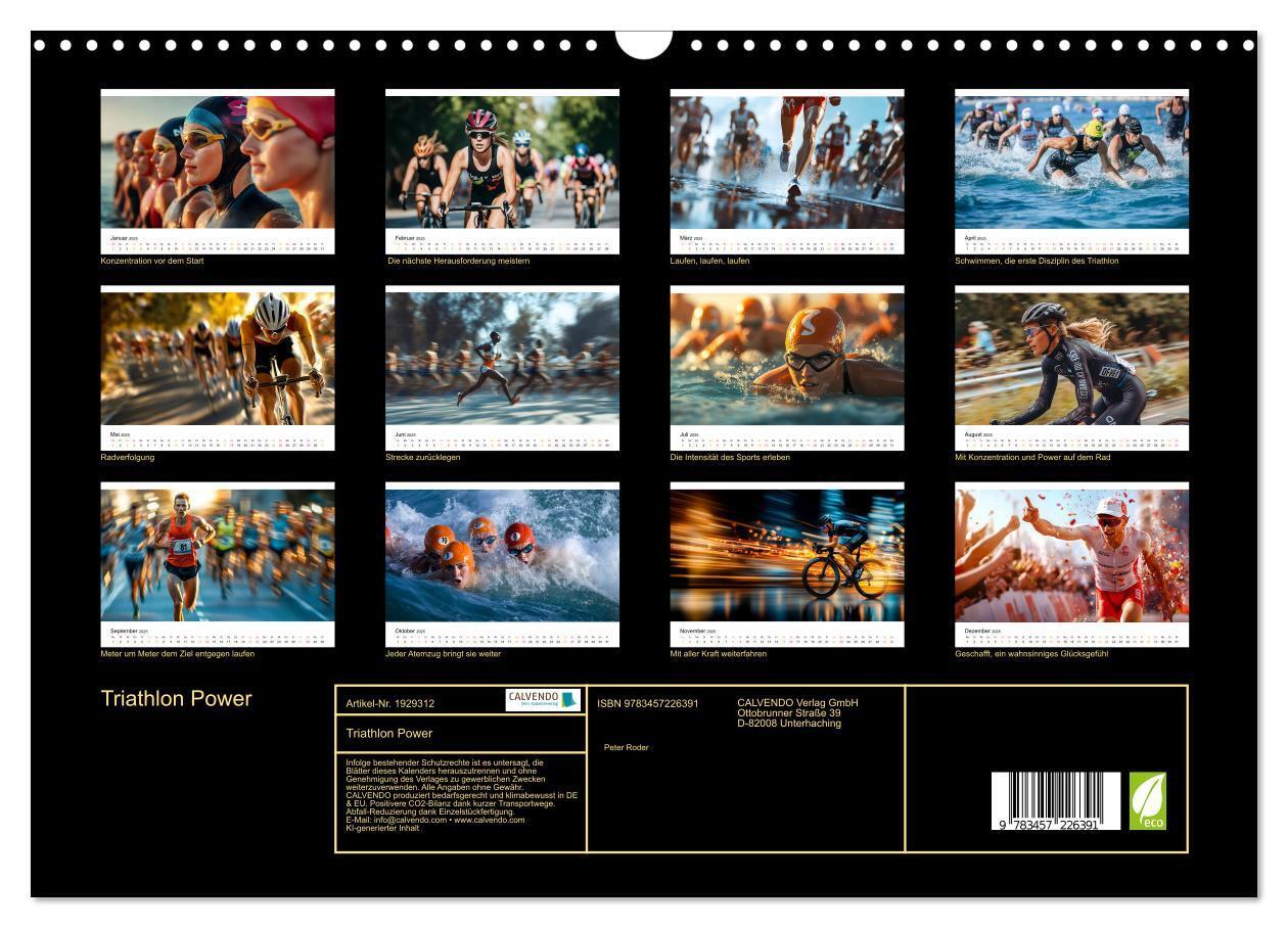 Bild: 9783457226391 | Triathlon Power (Wandkalender 2025 DIN A3 quer), CALVENDO...