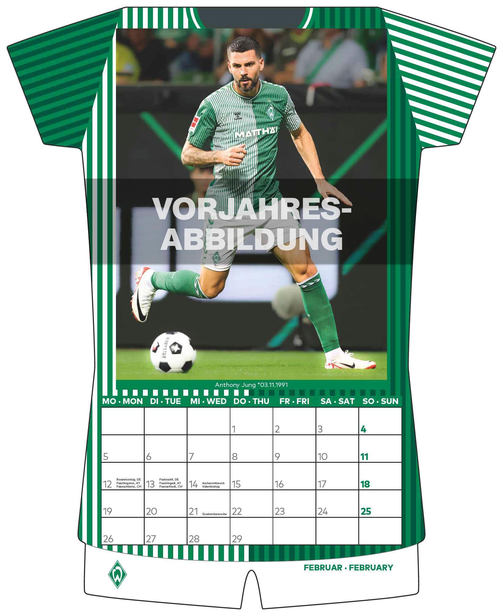 Bild: 4002725994509 | Werder Bremen 2025 - Trikotkalender - Fan-Kalender -...