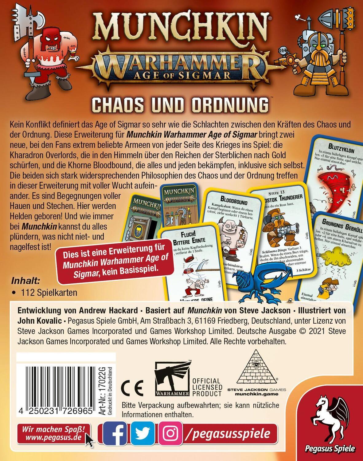 Bild: 4250231726965 | Munchkin Warhammer Age of Sigmar: Chaos & Ordnung [Erweiterung] | 2021