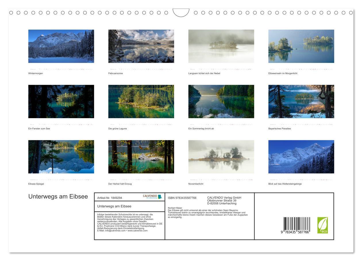 Bild: 9783435587766 | Unterwegs am Eibsee (Wandkalender 2025 DIN A3 quer), CALVENDO...