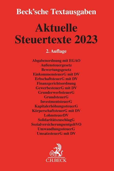 Cover: 9783406804656 | Aktuelle Steuertexte 2023 | Textausgabe - Rechtsstand: 1. August 2023