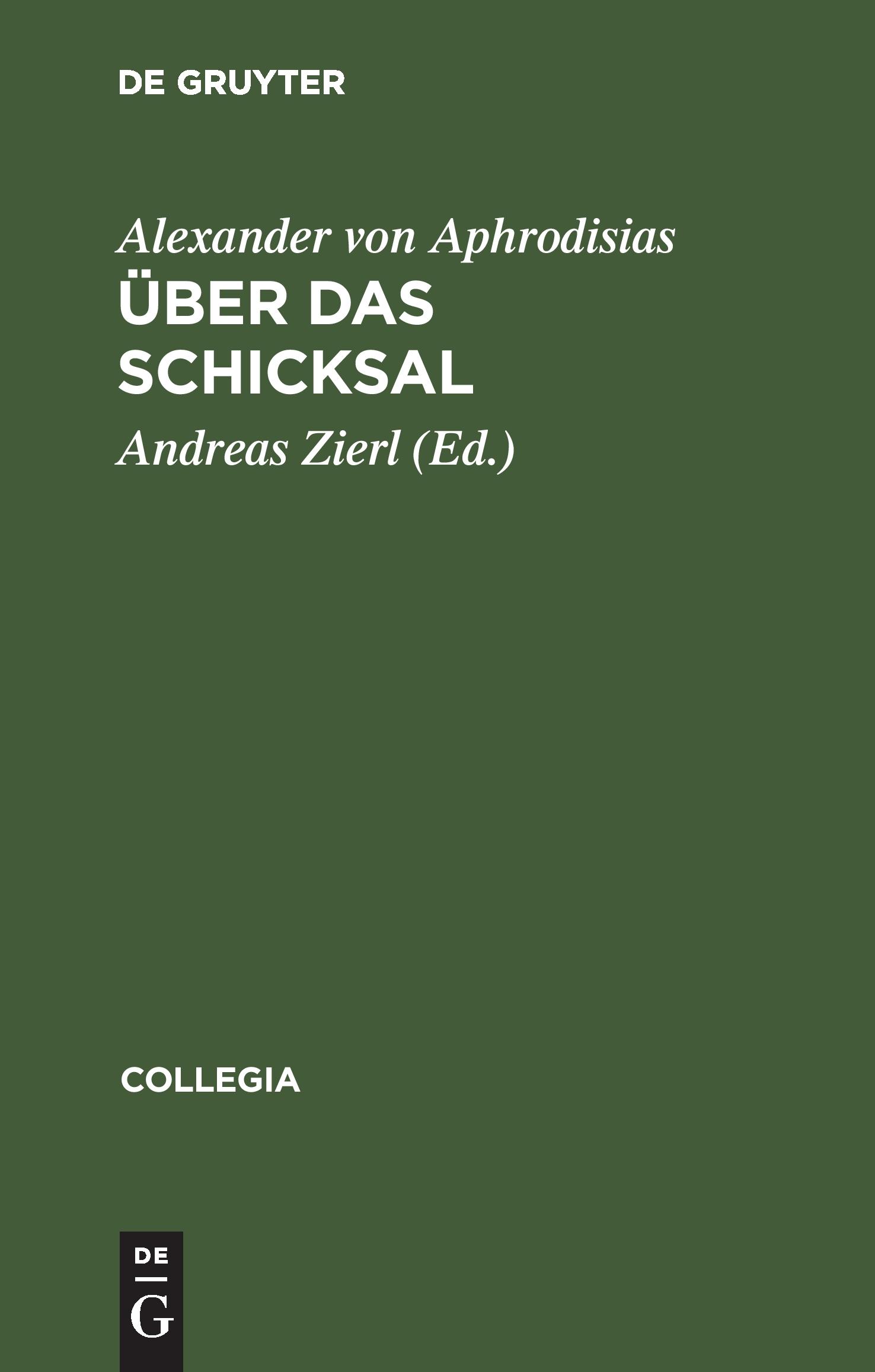 Cover: 9783050023038 | Über das Schicksal | Alexander von Aphrodisias | Buch | 240 S. | 1995