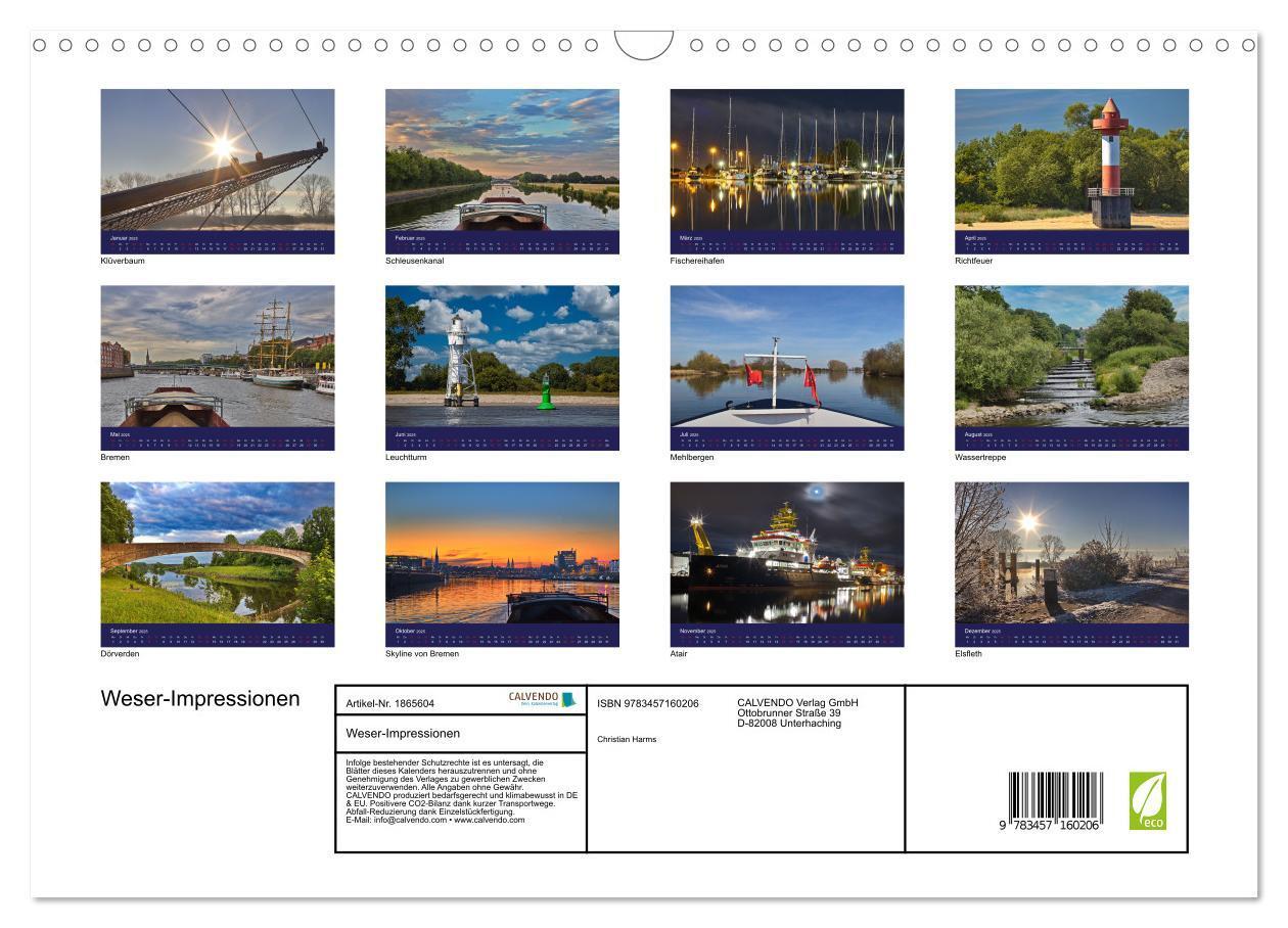 Bild: 9783457160206 | Weser-Impressionen (Wandkalender 2025 DIN A3 quer), CALVENDO...