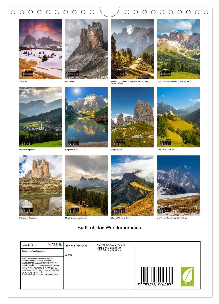 Bild: 9783435904167 | Südtirol, das Wanderparadies (Wandkalender 2025 DIN A4 hoch),...