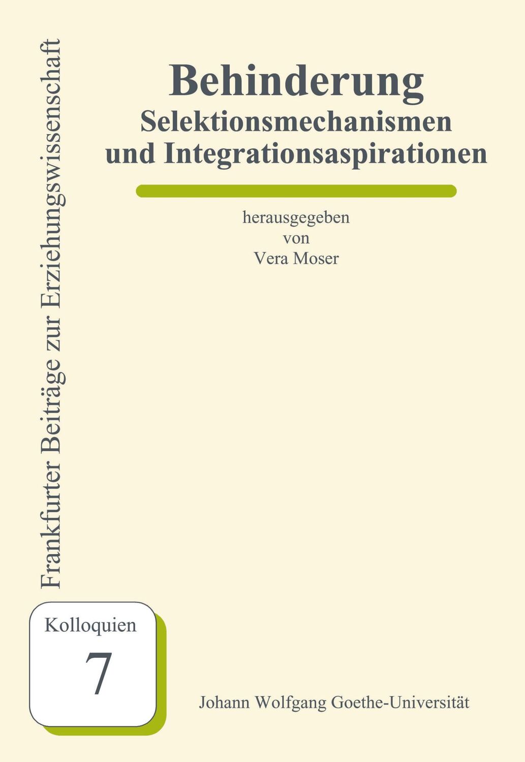 Cover: 9783980656993 | Behinderung - Selektionsmechanismen und Integrationsaspirationen