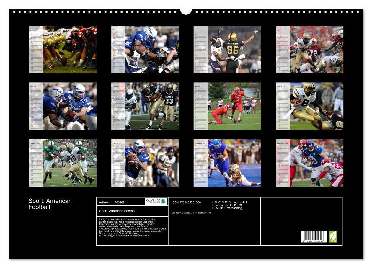 Bild: 9783435551330 | Sport. American Football (Wandkalender 2025 DIN A2 quer), CALVENDO...