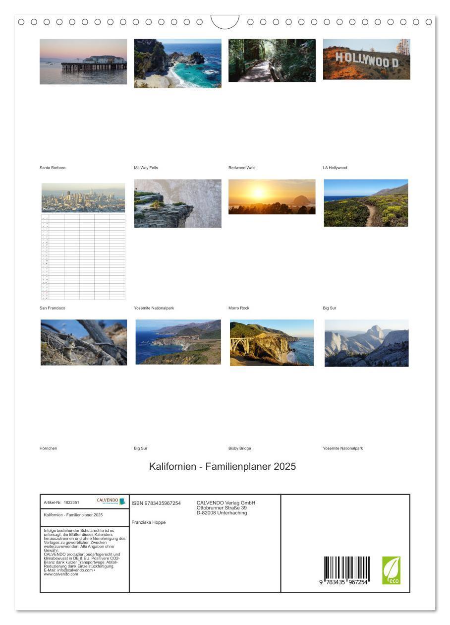 Bild: 9783435967254 | Kalifornien - Familienplaner 2025 (Wandkalender 2025 DIN A3 hoch),...