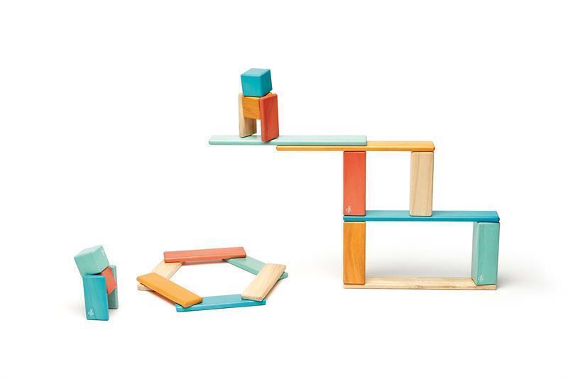 Bild: 853606003896 | 24 Magnetische Holzbausteine orange blau | Stück | 2021 | tegu