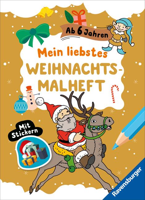 Cover: 9783473488995 | Mein liebstes Weihnachtsmalheft mit Stickern ab 6 | Roger De Klerk