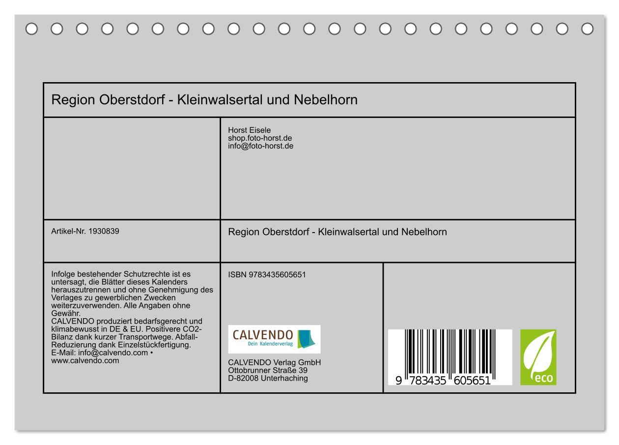 Bild: 9783435605651 | Region Oberstdorf - Kleinwalsertal und Nebelhorn (Tischkalender...