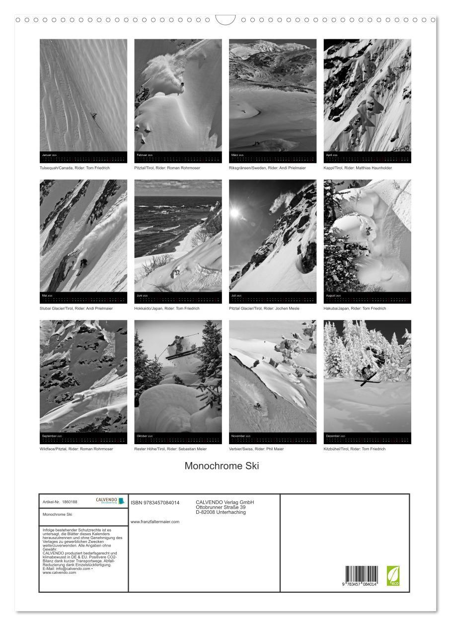 Bild: 9783457084014 | Monochrome Ski (Wandkalender 2025 DIN A2 hoch), CALVENDO...