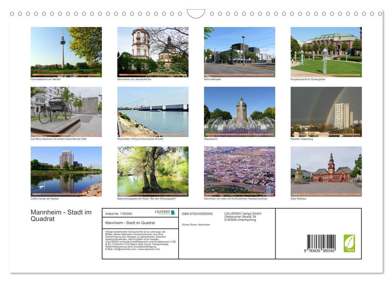 Bild: 9783435585540 | Mannheim - Stadt im Quadrat (Wandkalender 2025 DIN A3 quer),...