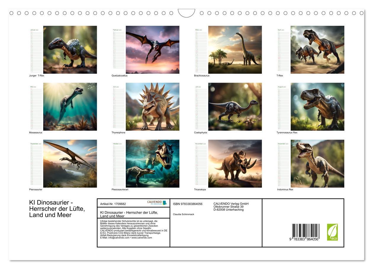 Bild: 9783383864056 | KI Dinosaurier - Herrscher der Lüfte, Land und Meer (Wandkalender...