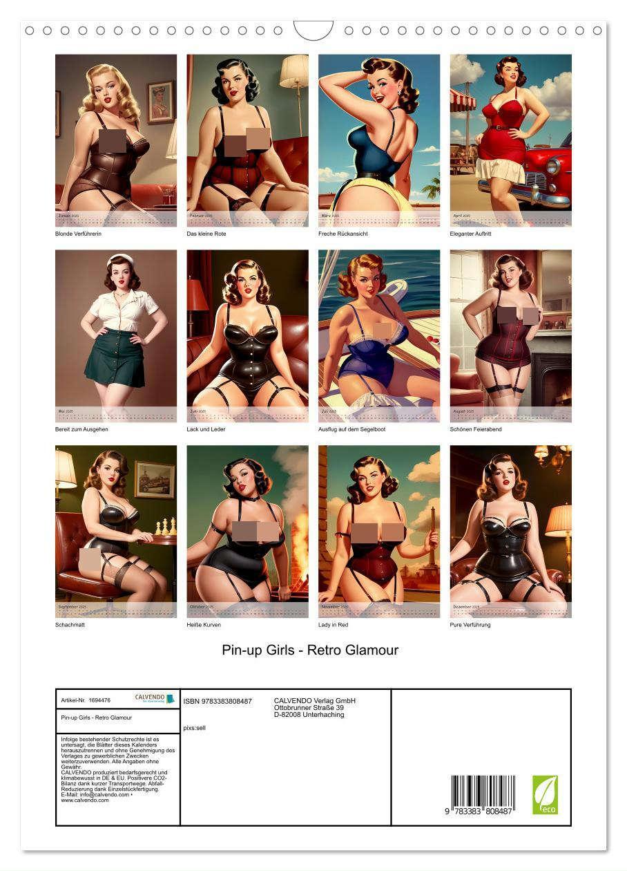 Bild: 9783383808487 | Pin-up Girls - Retro Glamour (Wandkalender 2025 DIN A3 hoch),...