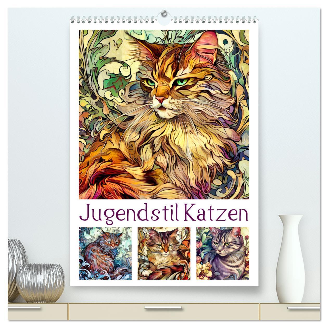 Cover: 9783435875627 | Jugendstil Katzen (hochwertiger Premium Wandkalender 2025 DIN A2...