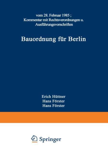 Cover: 9783528088187 | Bauordnung für Berlin | Grundei Albrecht (u. a.) | Taschenbuch | 1986