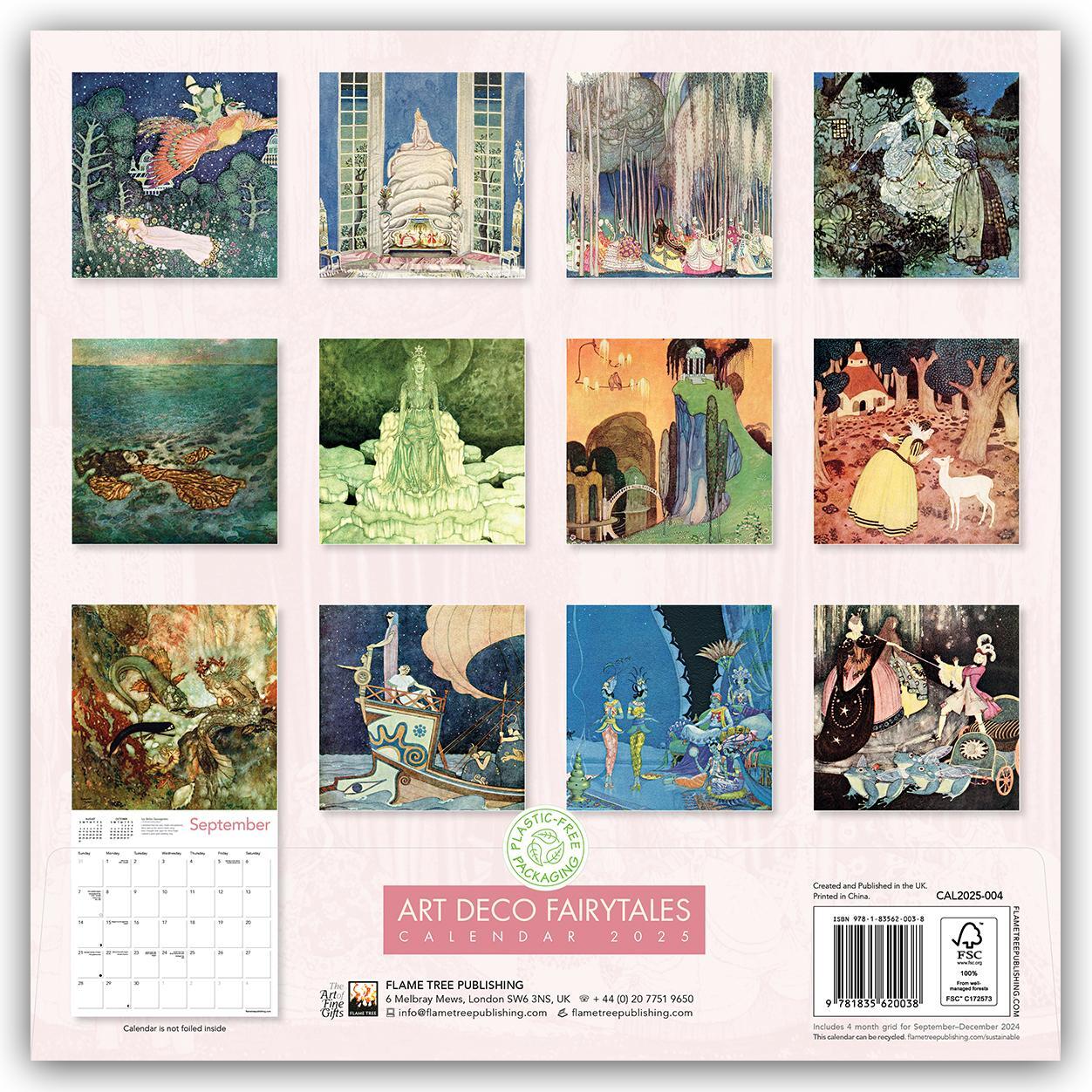 Rückseite: 9781835620038 | Art Déco Fairytales - Art Déco Märchen 2025 | Tree Flame | Kalender