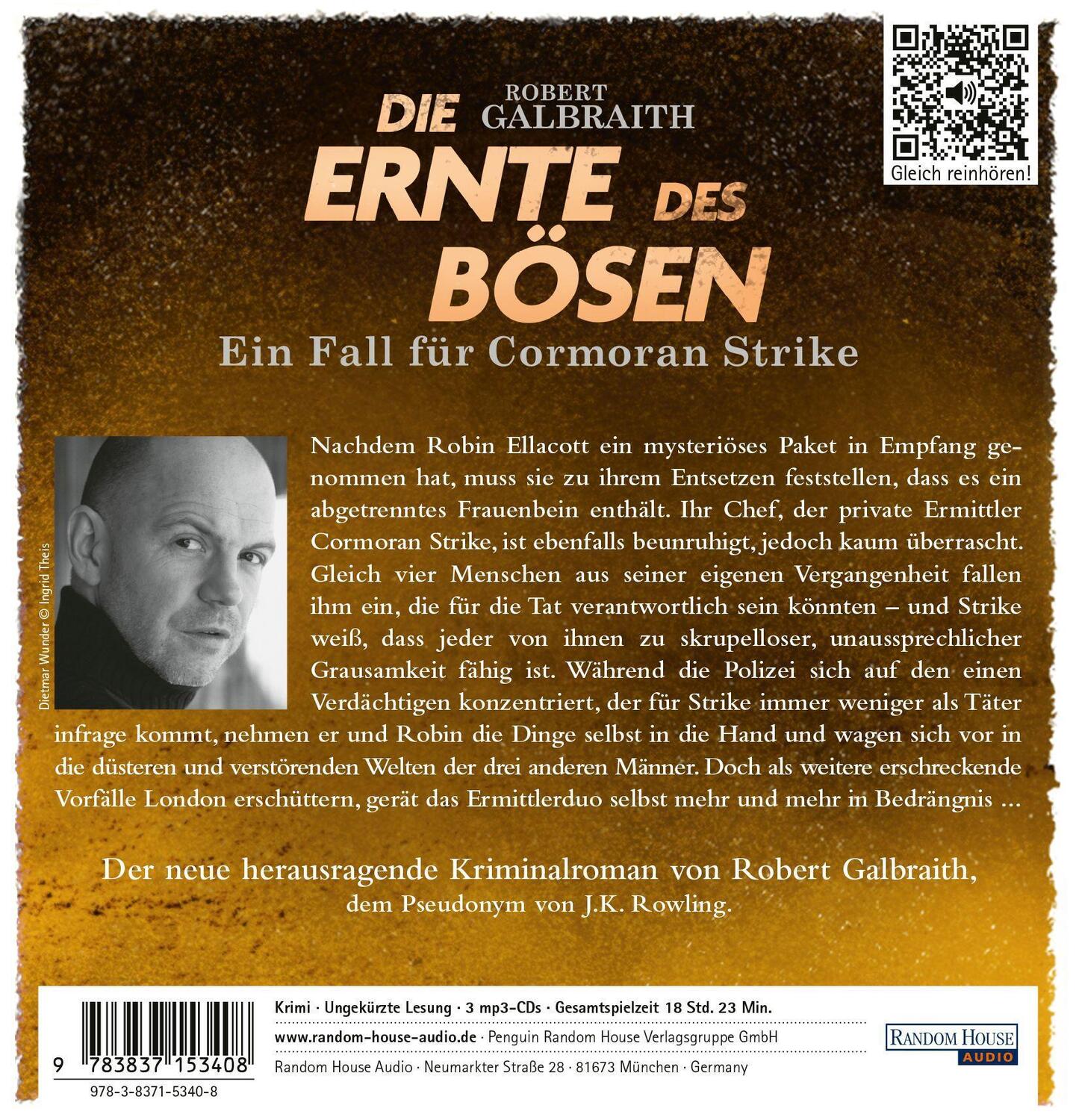 Bild: 9783837153408 | Die Ernte des Bösen | Sonderausgabe | Robert Galbraith | MP3 | 3