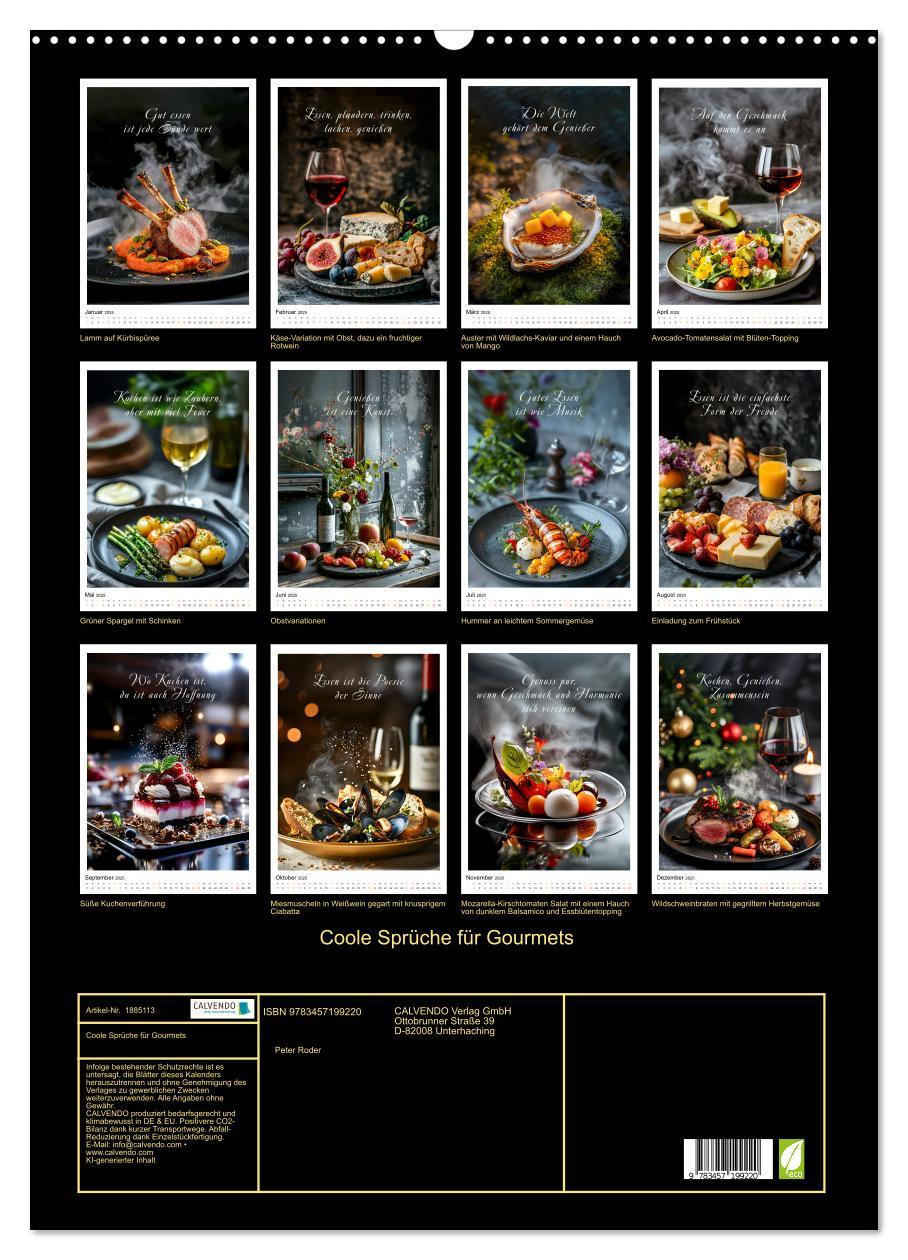 Bild: 9783457199220 | Coole Sprüche für Gourmets (Wandkalender 2025 DIN A2 hoch),...