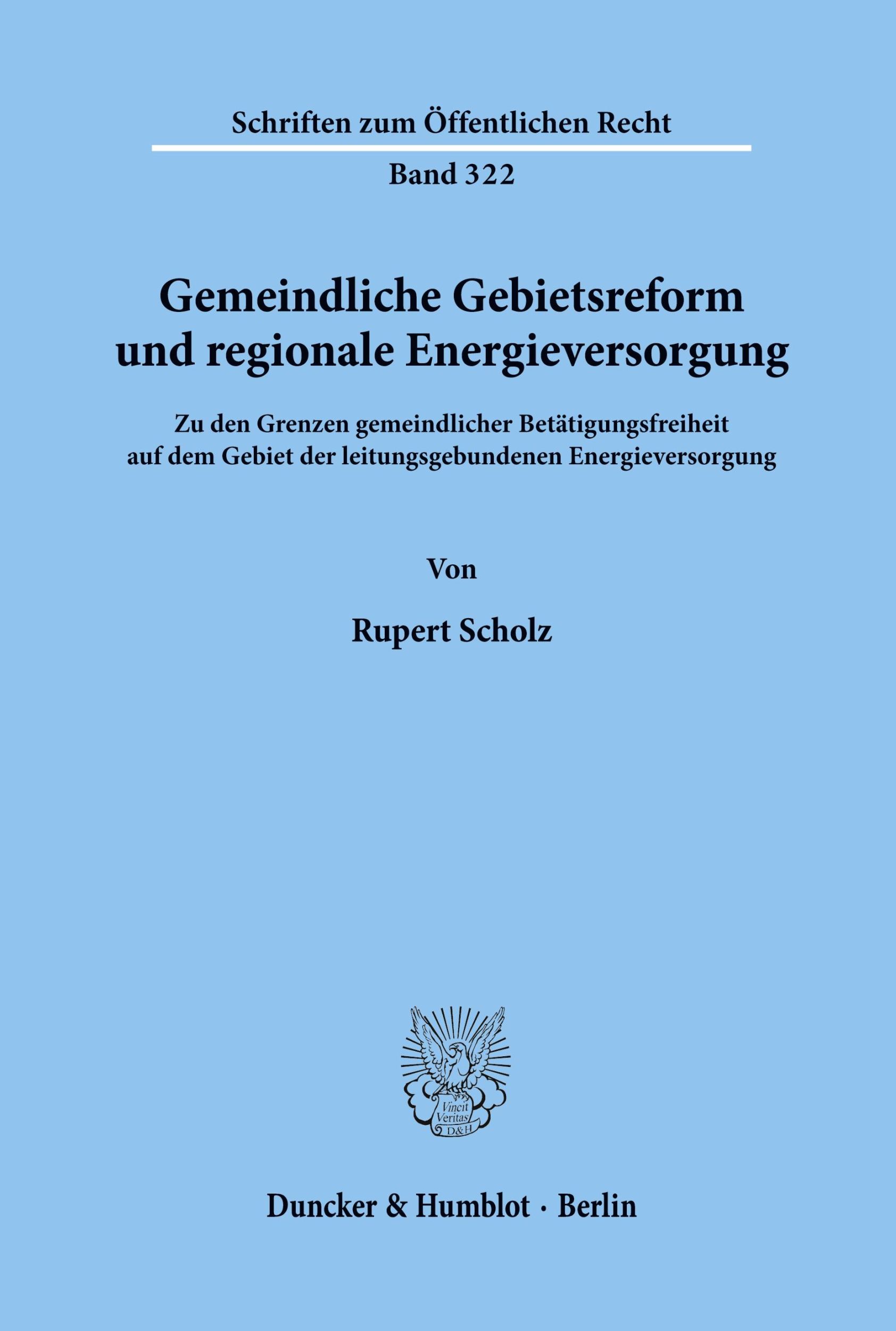 Cover: 9783428039753 | Gemeindliche Gebietsreform und regionale Energieversorgung. | Scholz