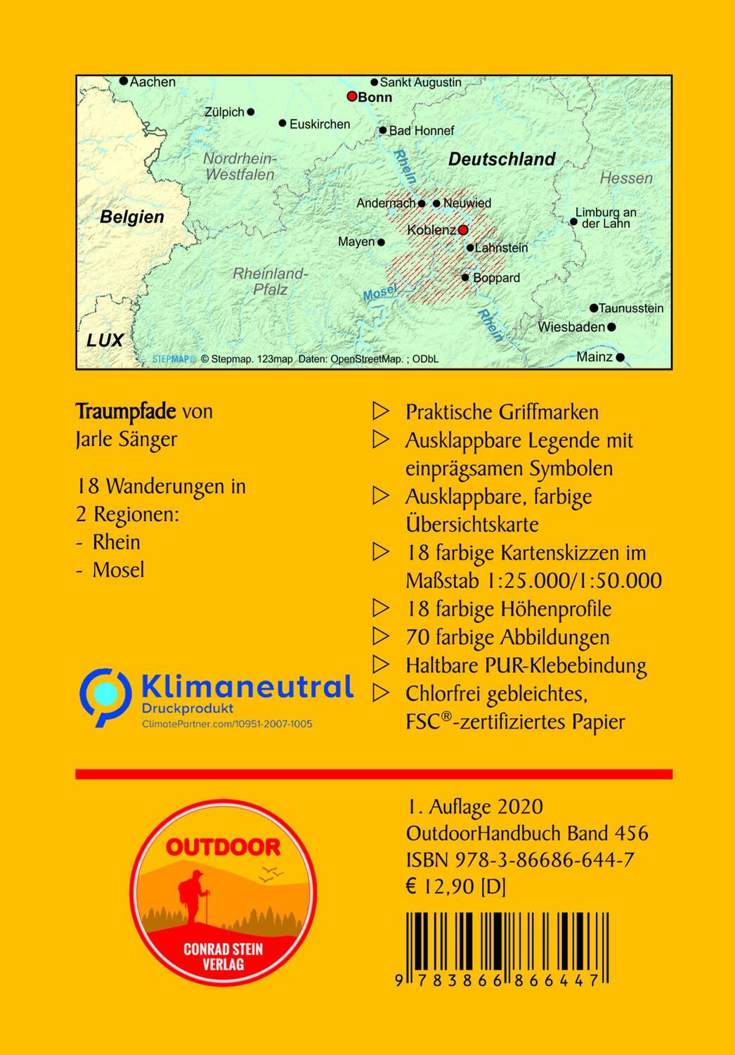 Rückseite: 9783866866447 | Traumpfade | 18 Wanderungen an Rhein und Mosel | Jarle Sänger | Buch