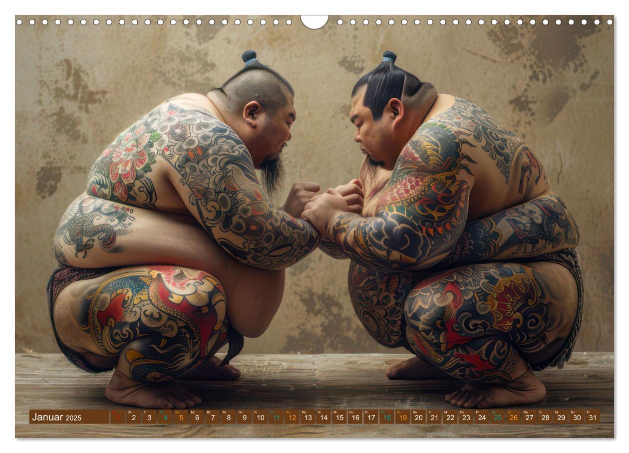 Bild: 9783383809682 | Sumo - Japans schwere Ringer (Wandkalender 2025 DIN A3 quer),...