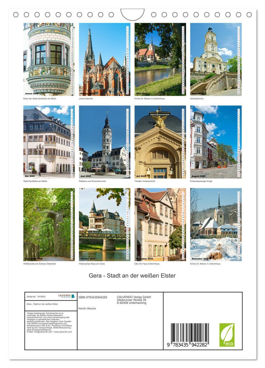 Bild: 9783435942282 | Gera - Stadt an der weißen Elster (Wandkalender 2025 DIN A4 hoch),...