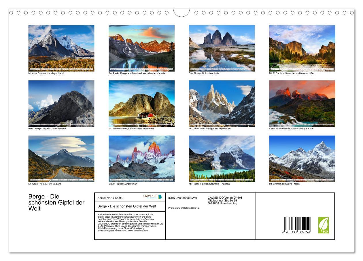 Bild: 9783383869259 | Berge - Die schönsten Gipfel der Welt (Wandkalender 2025 DIN A3...