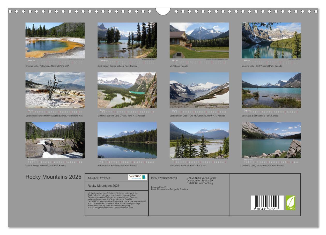 Bild: 9783435576203 | Rocky Mountains 2025 (Wandkalender 2025 DIN A3 quer), CALVENDO...