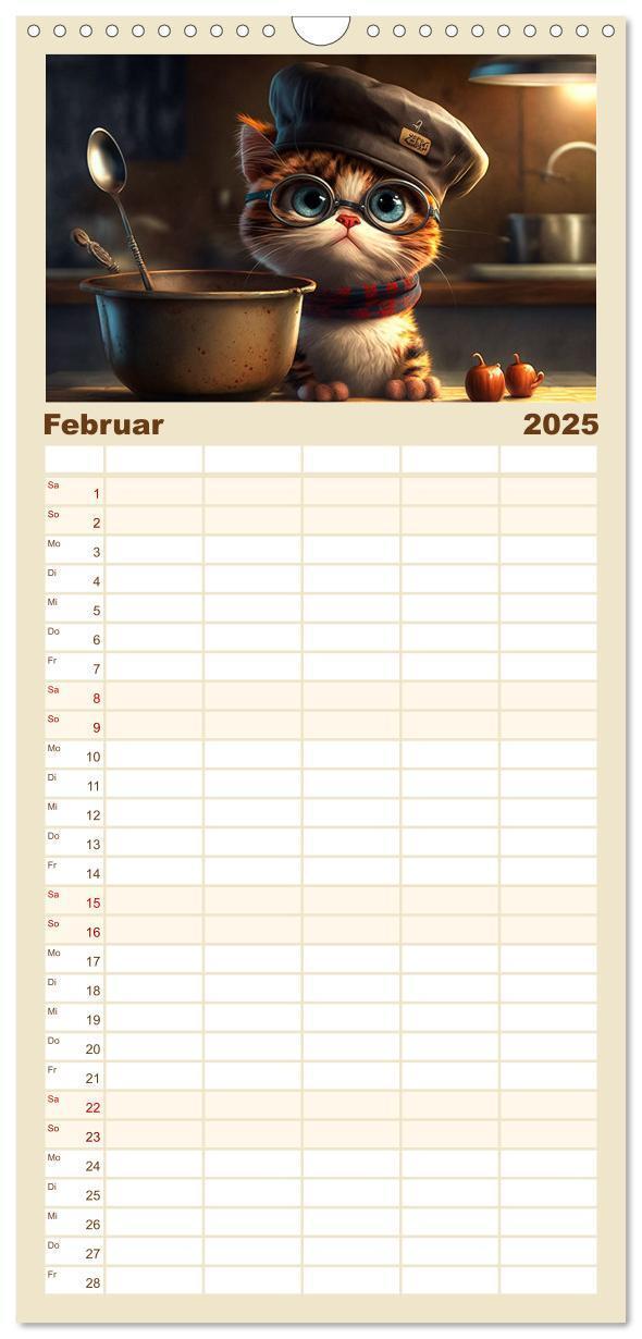 Bild: 9783457093214 | Familienplaner 2025 - Lustige Kätzchen mit 5 Spalten (Wandkalender,...